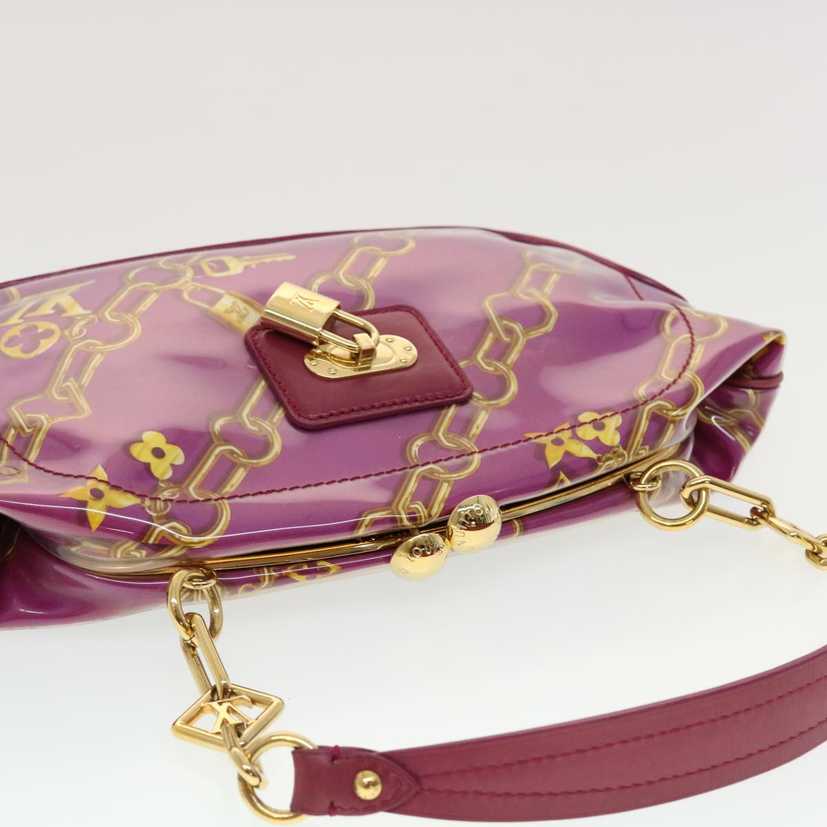 LOUIS VUITTON Monogram Charm Sac Fermoire Shoulder Bag Vinyl Fuchsia Auth 42945