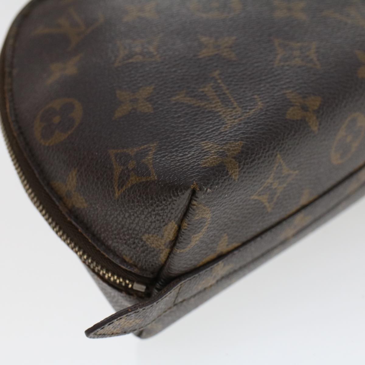 LOUIS VUITTON Monogram Trousse Demi Ronde Cosmetic Pouch M47520 LV Auth 42956