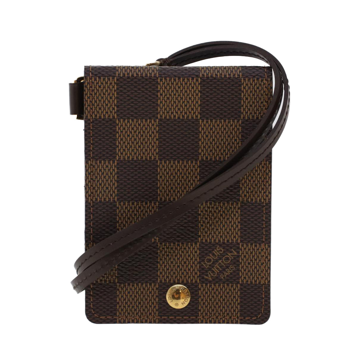 LOUIS VUITTON Damier Ebene Porte Cartes ID Bandouliere Case N60016 LV Auth 42958