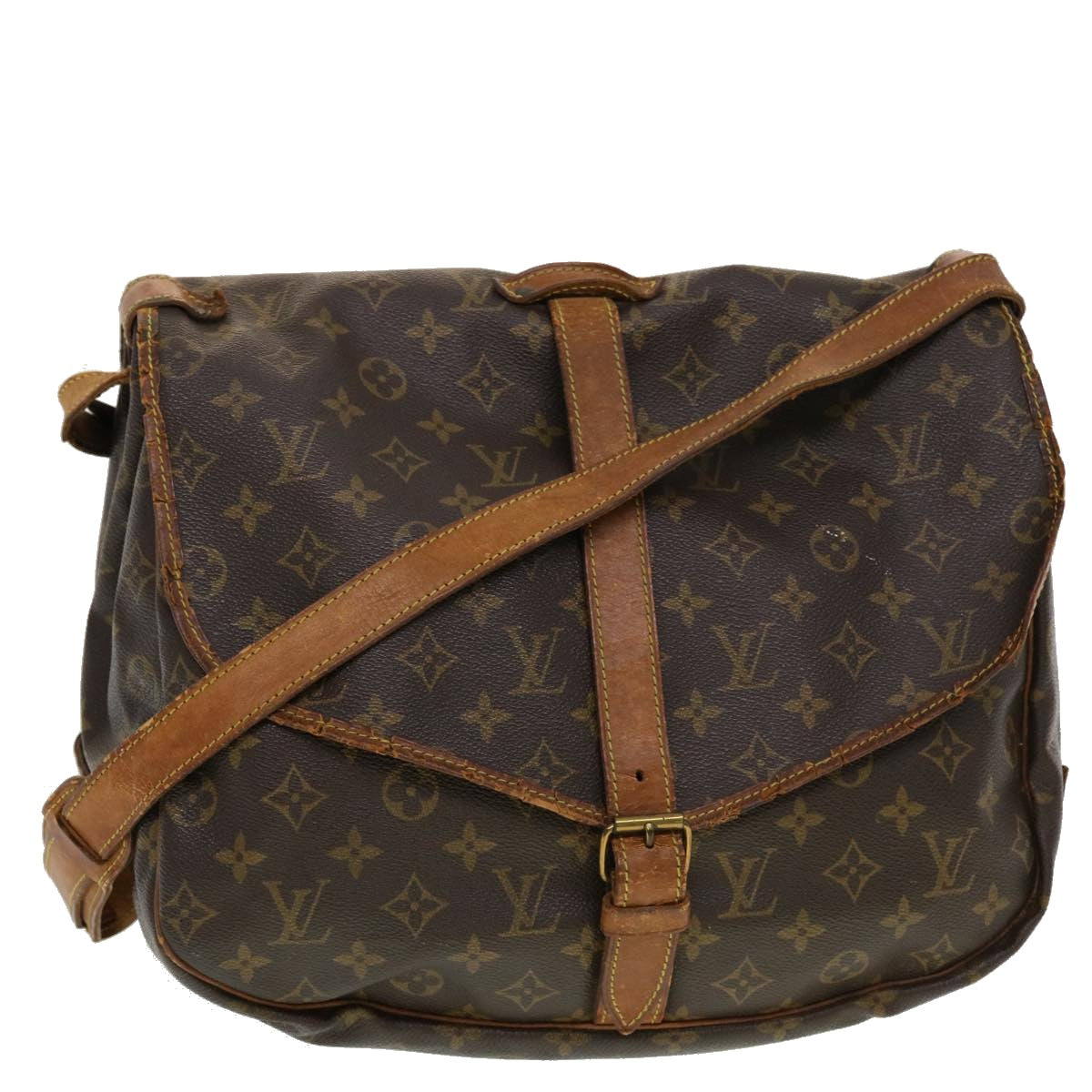 LOUIS VUITTON Monogram Saumur 35 Shoulder Bag M42254 LV Auth 42991