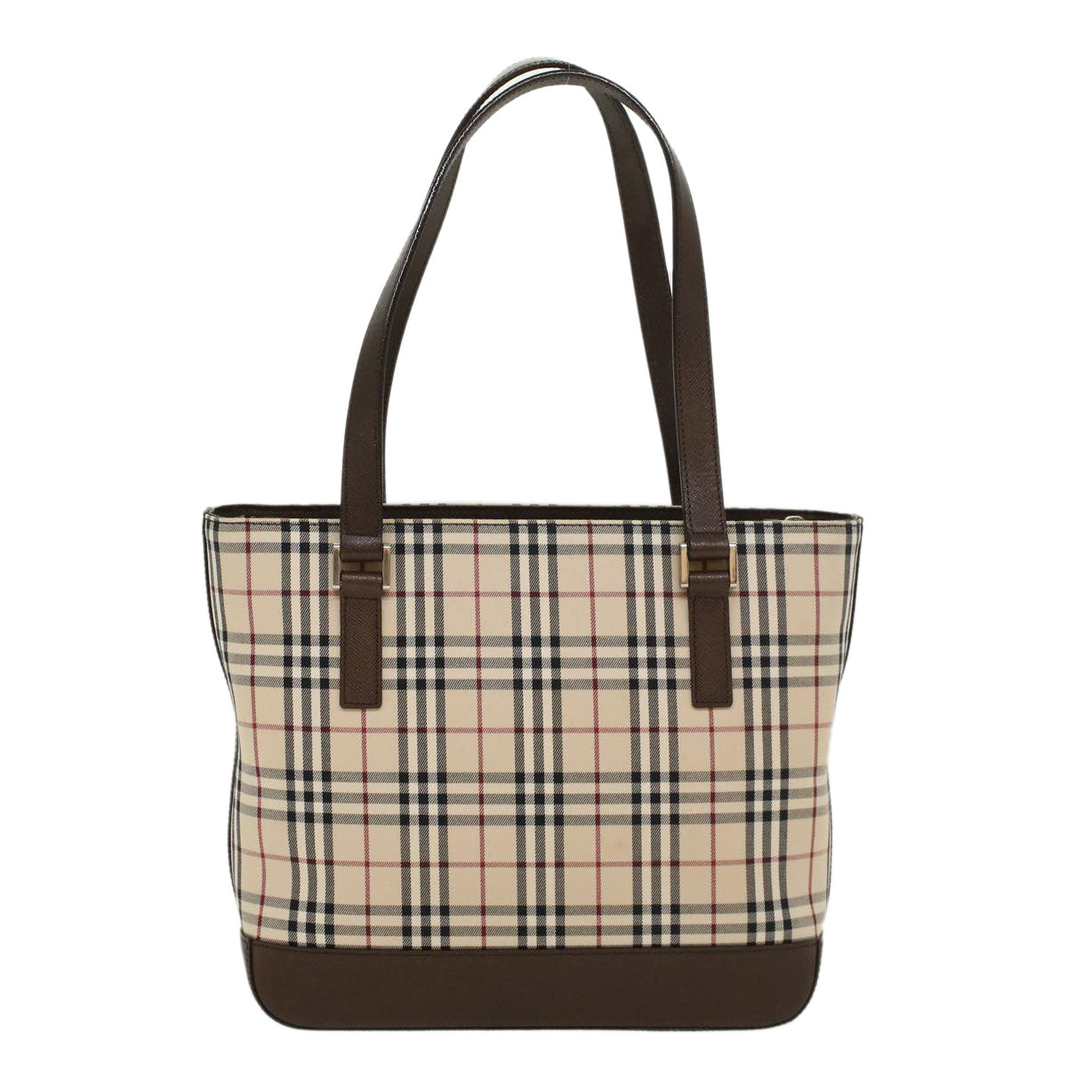 BURBERRY Nova Check Hand Bag Nylon Leather Beige Auth 43018 - 0