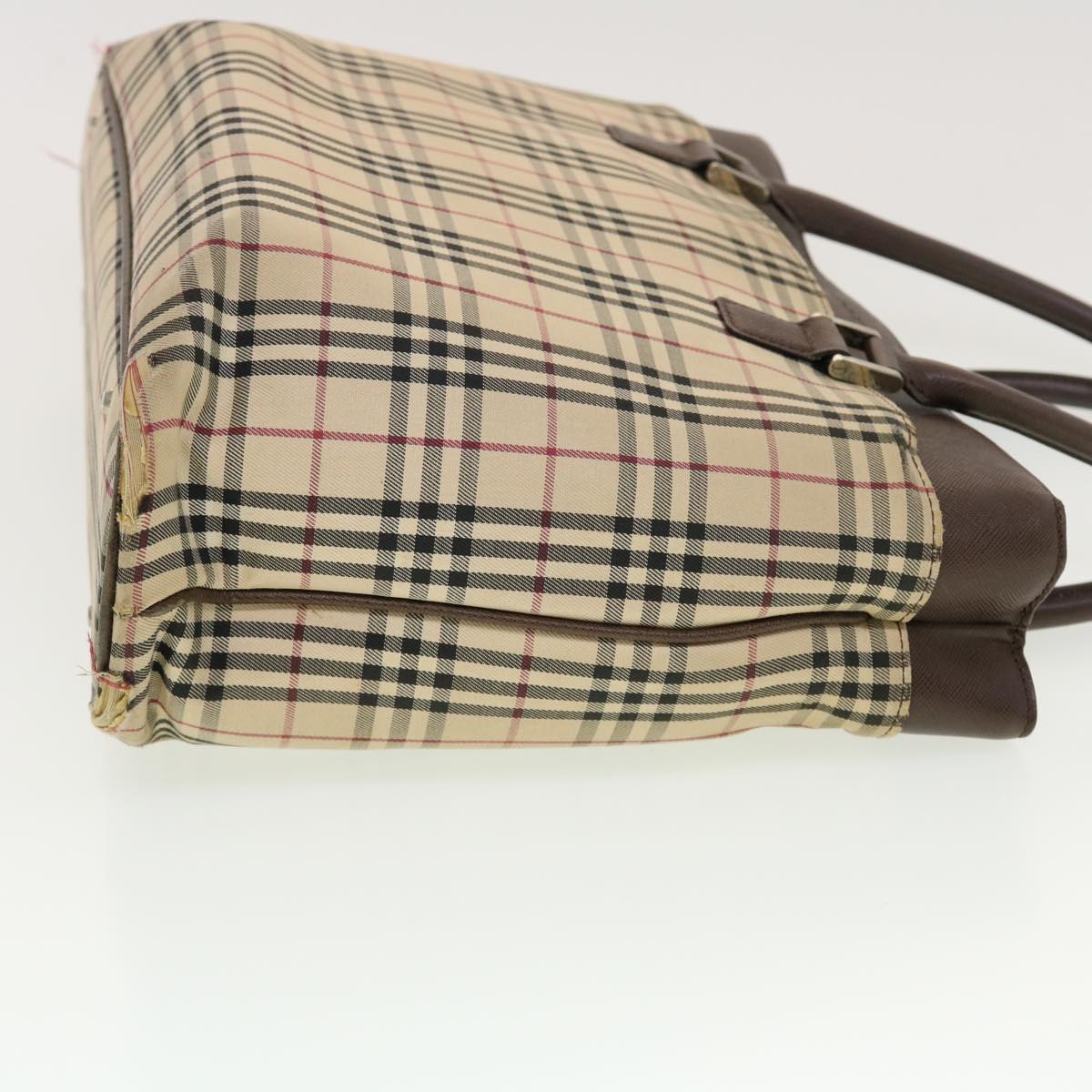 BURBERRY Nova Check Tote Bag Nylon Beige Auth 43102