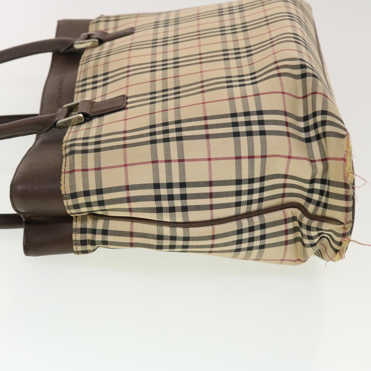 BURBERRY Nova Check Tote Bag Nylon Beige Auth 43102