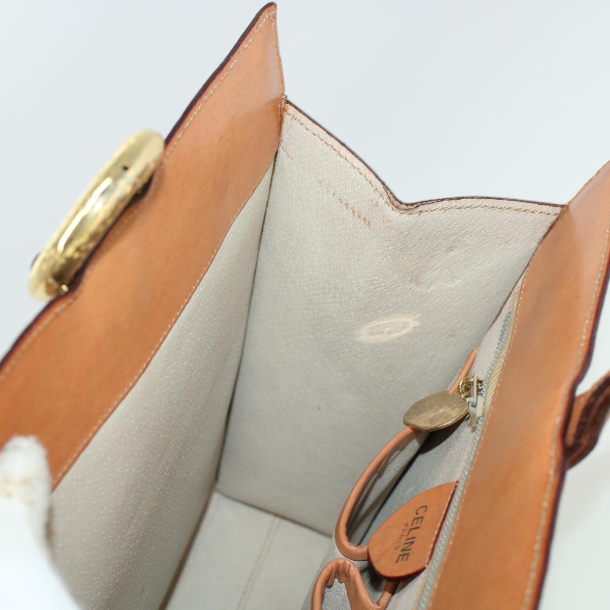 CELINE Macadam Canvas Shoulder Bag PVC Leather Brown Auth 43112