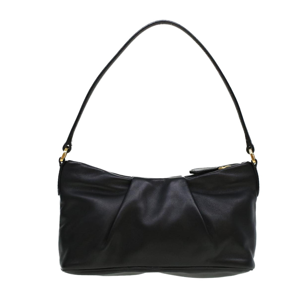 PRADA Ribbon Hand Bag Leather Black Auth 43122A - 0