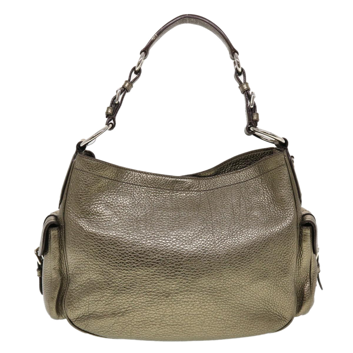 PRADA Shoulder Bag Leather Gold Auth 43201 - 0