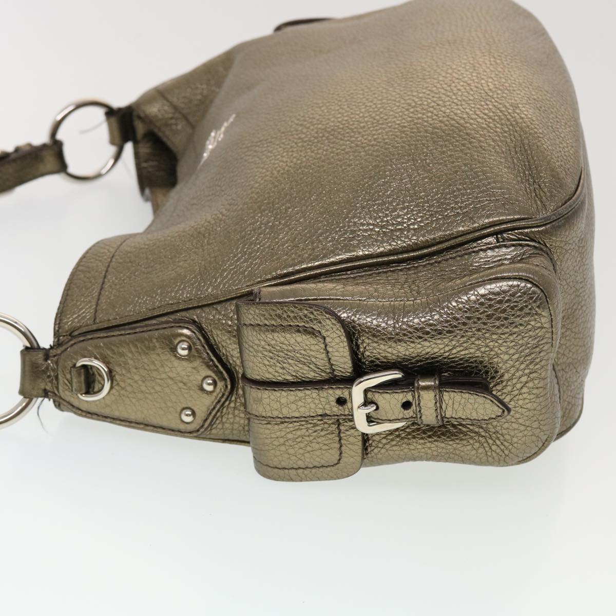 PRADA Shoulder Bag Leather Gold Auth 43201
