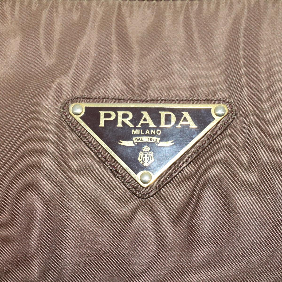 PRADA Hand Bag Nylon Brown Auth 43206