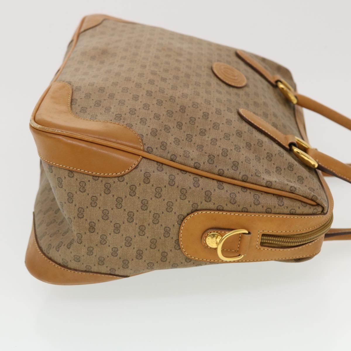 GUCCI Micro GG Canvas Hand Bag PVC Leather Beige 002.104.0033 Auth 43224