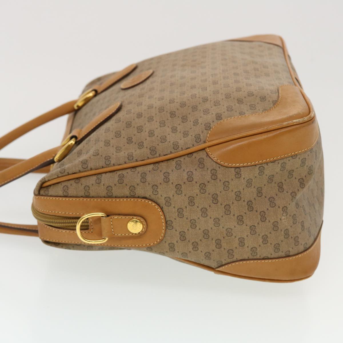 GUCCI Micro GG Canvas Hand Bag PVC Leather Beige 002.104.0033 Auth 43224