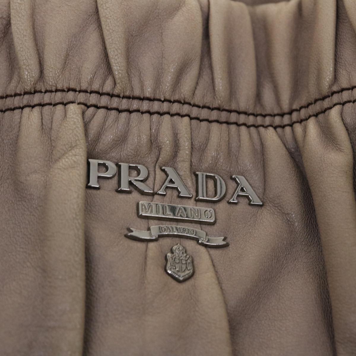 PRADA Hand Bag Leather 2way Gray Auth 43231