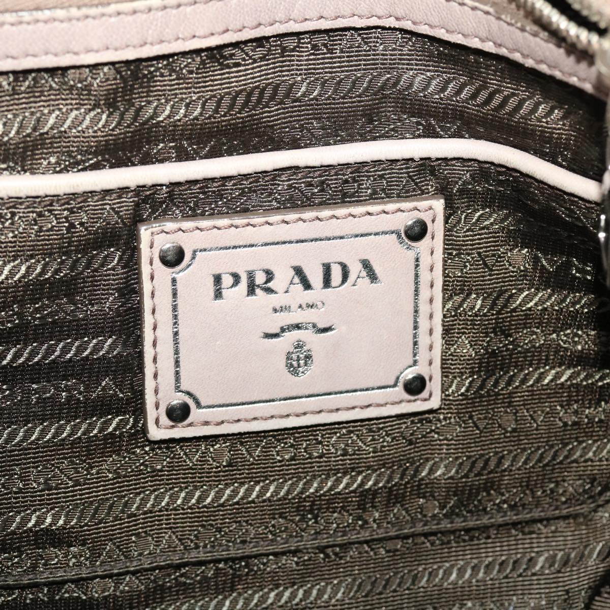 PRADA Hand Bag Leather 2way Gray Auth 43231