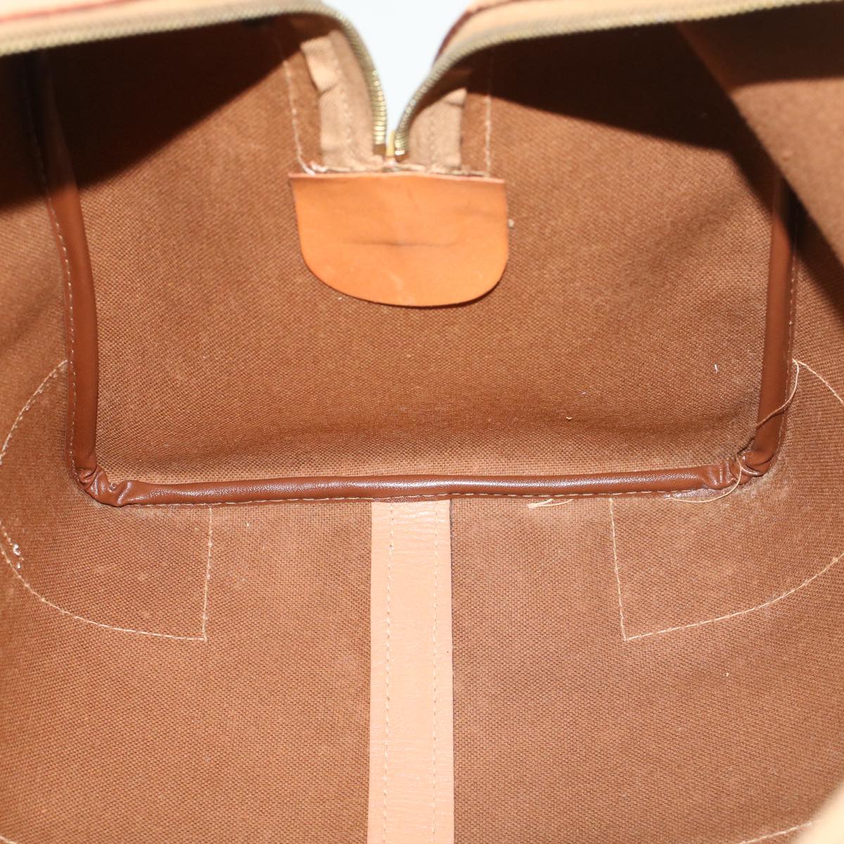 CELINE Macadam Canvas Boston Bag PVC Leather Brown Auth 43232