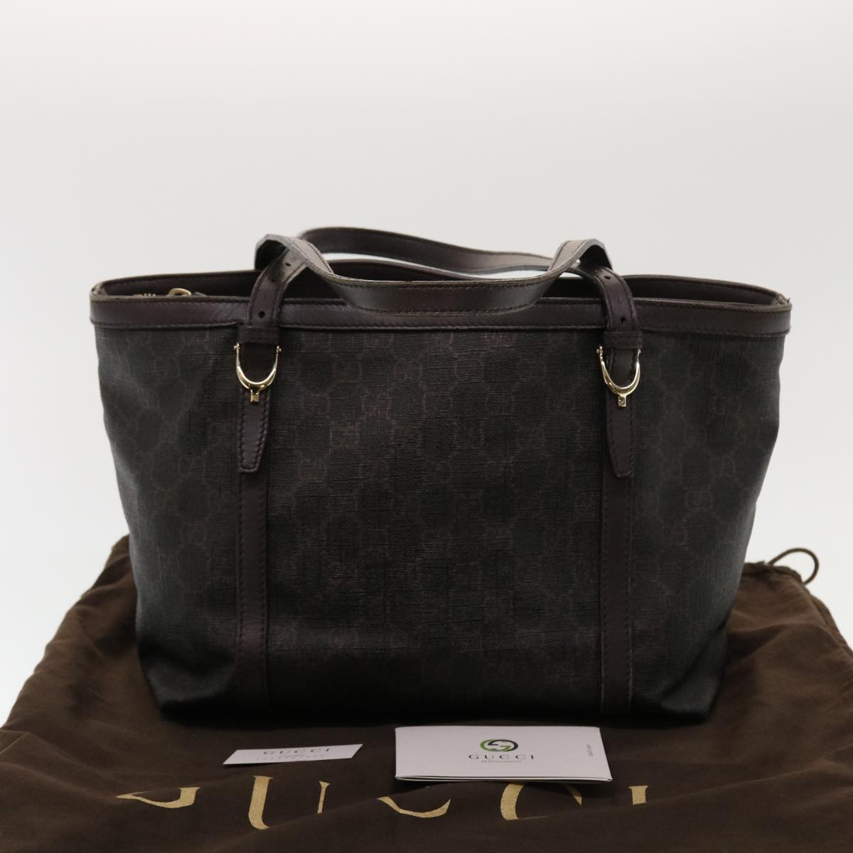 GUCCI GG Canvas Tote Bag Brown 336776 Auth 43238