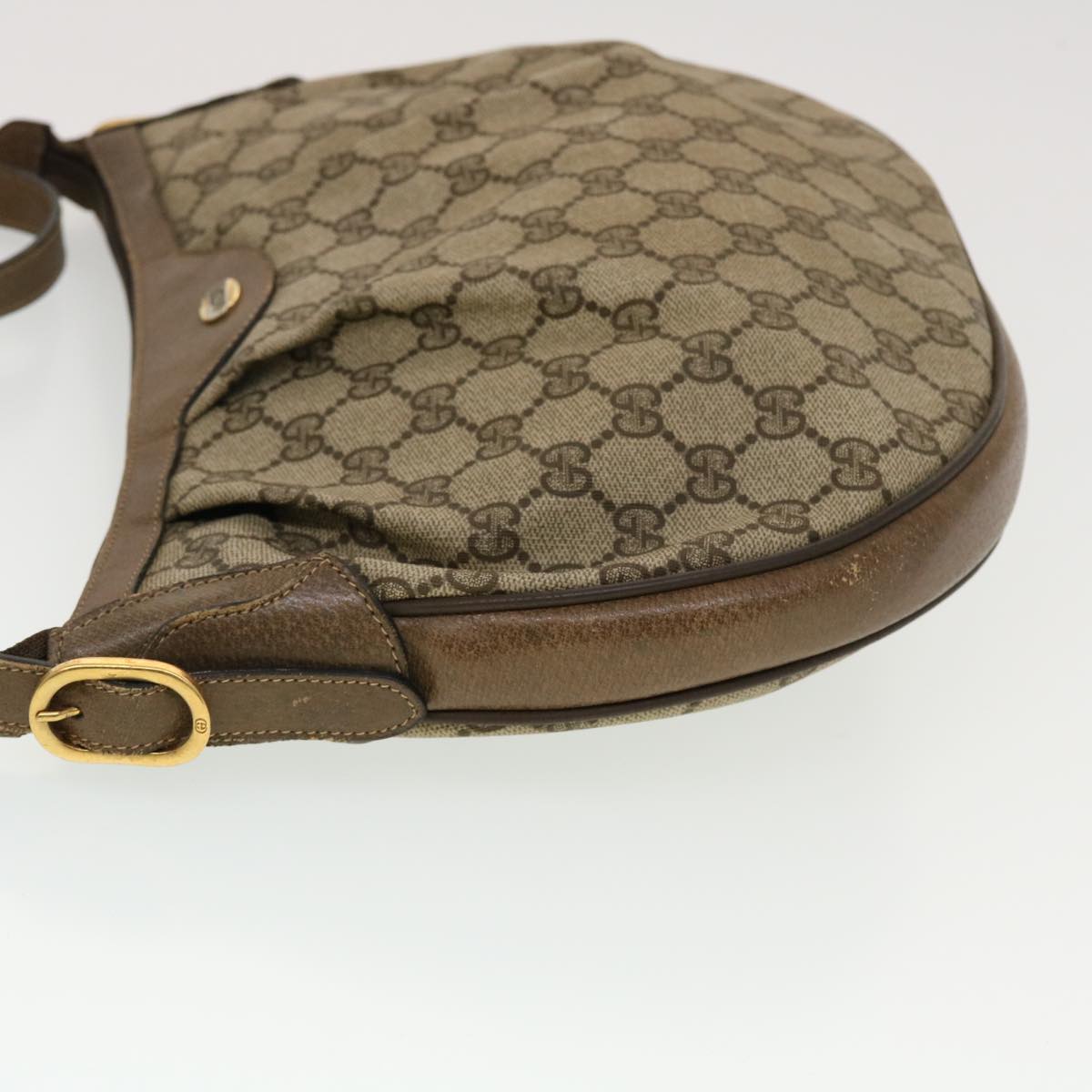 GUCCI GG Canvas Shoulder Bag PVC Leather Beige 41.02.058 Auth 43239