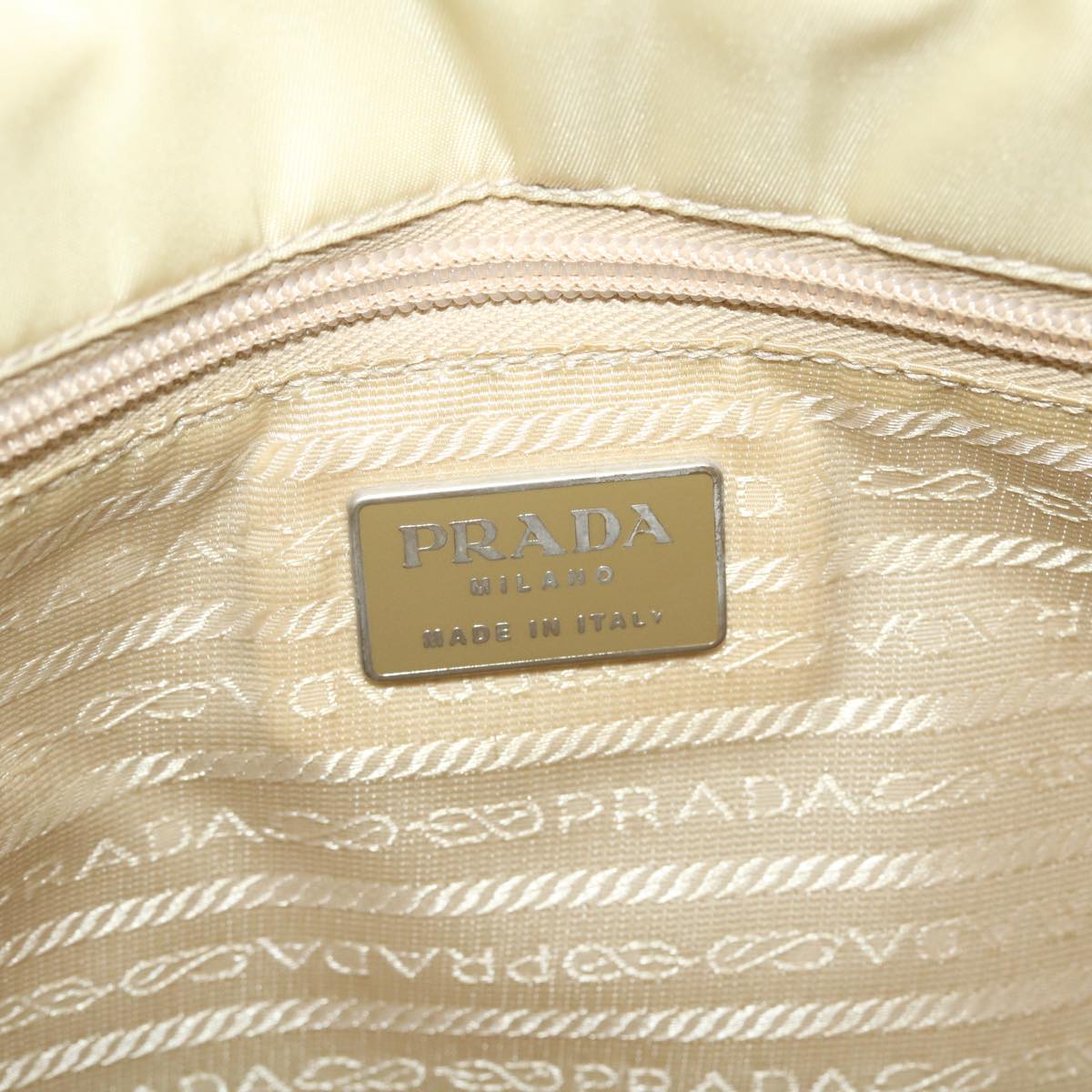 PRADA Hand Bag Nylon Beige Auth 43259