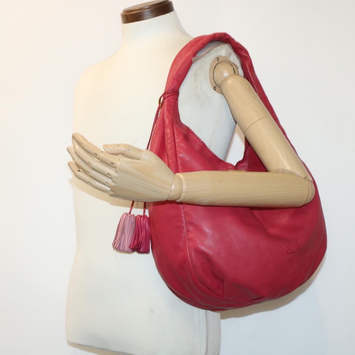 LOEWE Shoulder Bag Leather Red Auth 43268