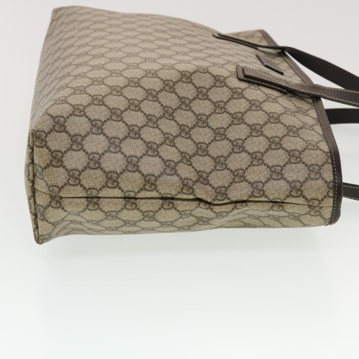 GUCCI GG Canvas Tote Bag PVC Leather Beige 211137 Auth 43270