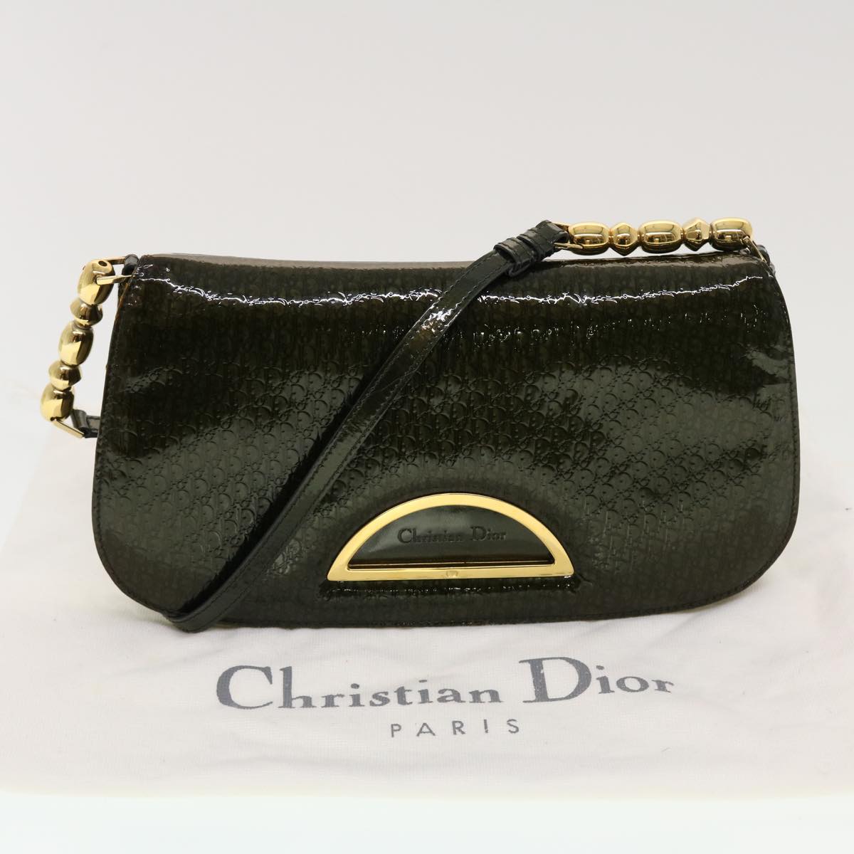 Christian Dior Trotter Canvas Maris Pearl Shoulder Bag Green MA 0060 A Brand Street Tokyo