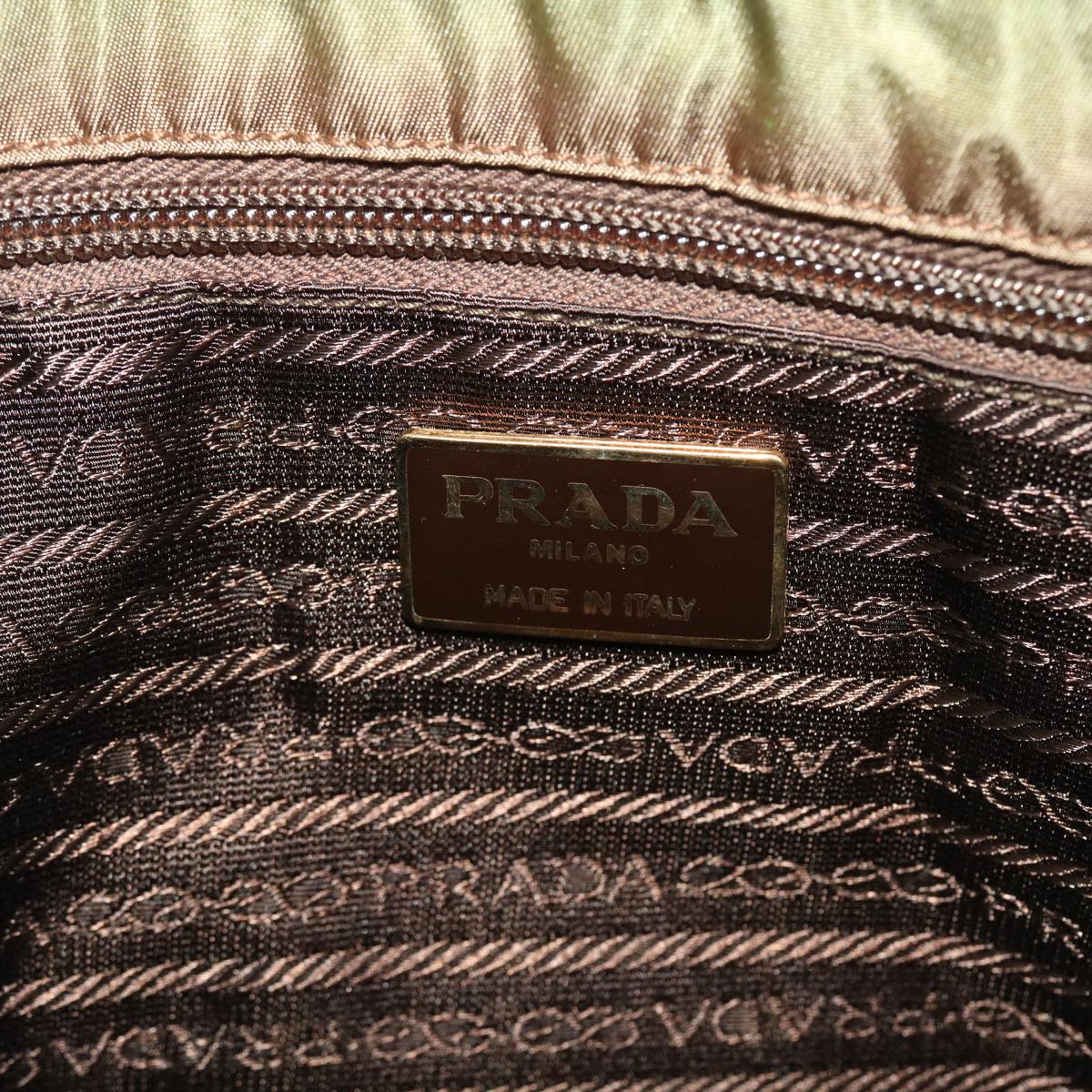 PRADA Chain Shoulder Bag Nylon Khaki Auth 43276