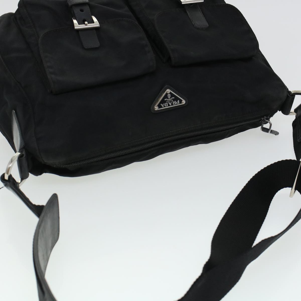 PRADA Shoulder Bag Nylon Black Auth 43280