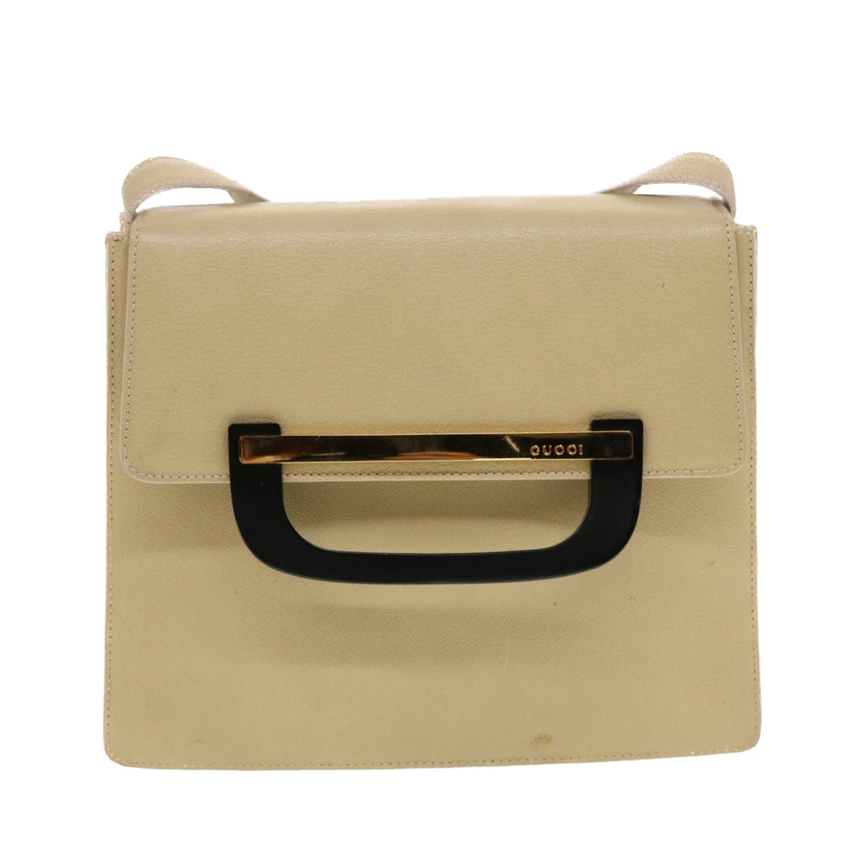 GUCCI Shoulder Bag Leather Beige Auth 43282