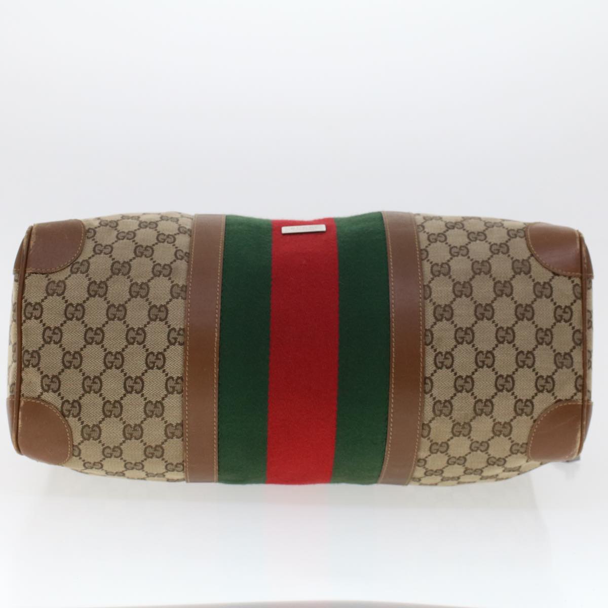 GUCCI GG Canvas Web Sherry Line Boston Bag Beige Red 2122.000.5301 Auth 43326