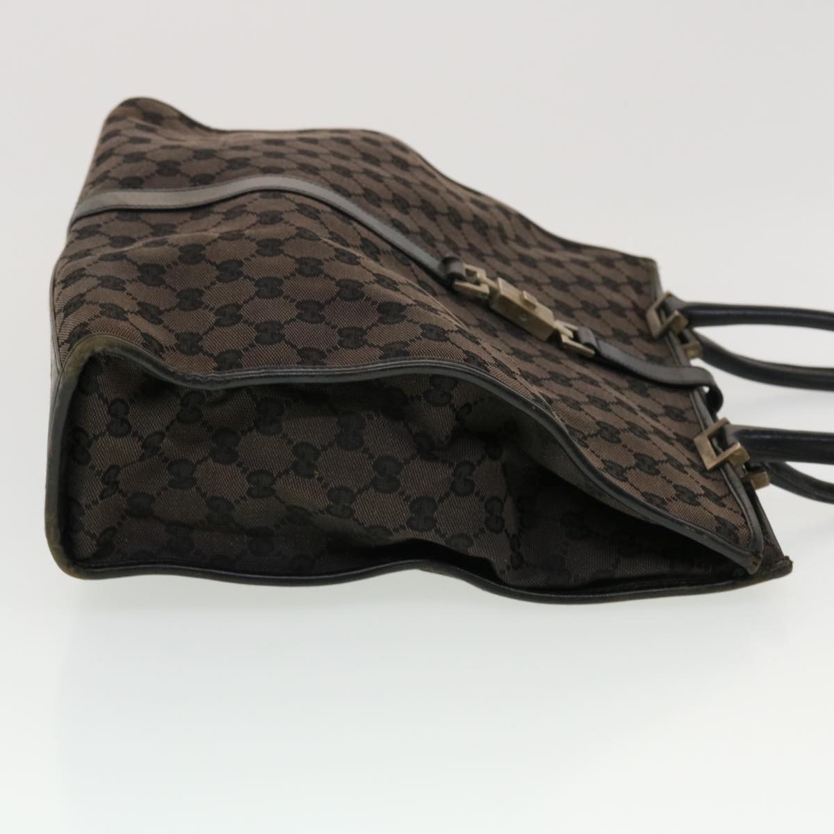 GUCCI GG Canvas Jackie Hand Bag Brown 0021064 Auth 43332