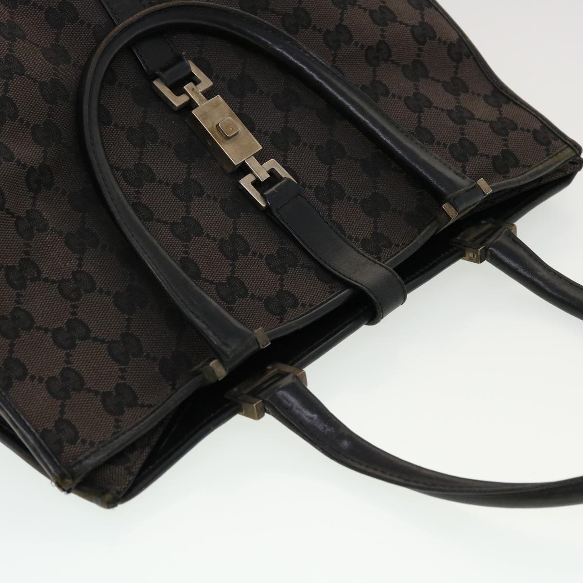 GUCCI GG Canvas Jackie Hand Bag Brown 0021064 Auth 43332