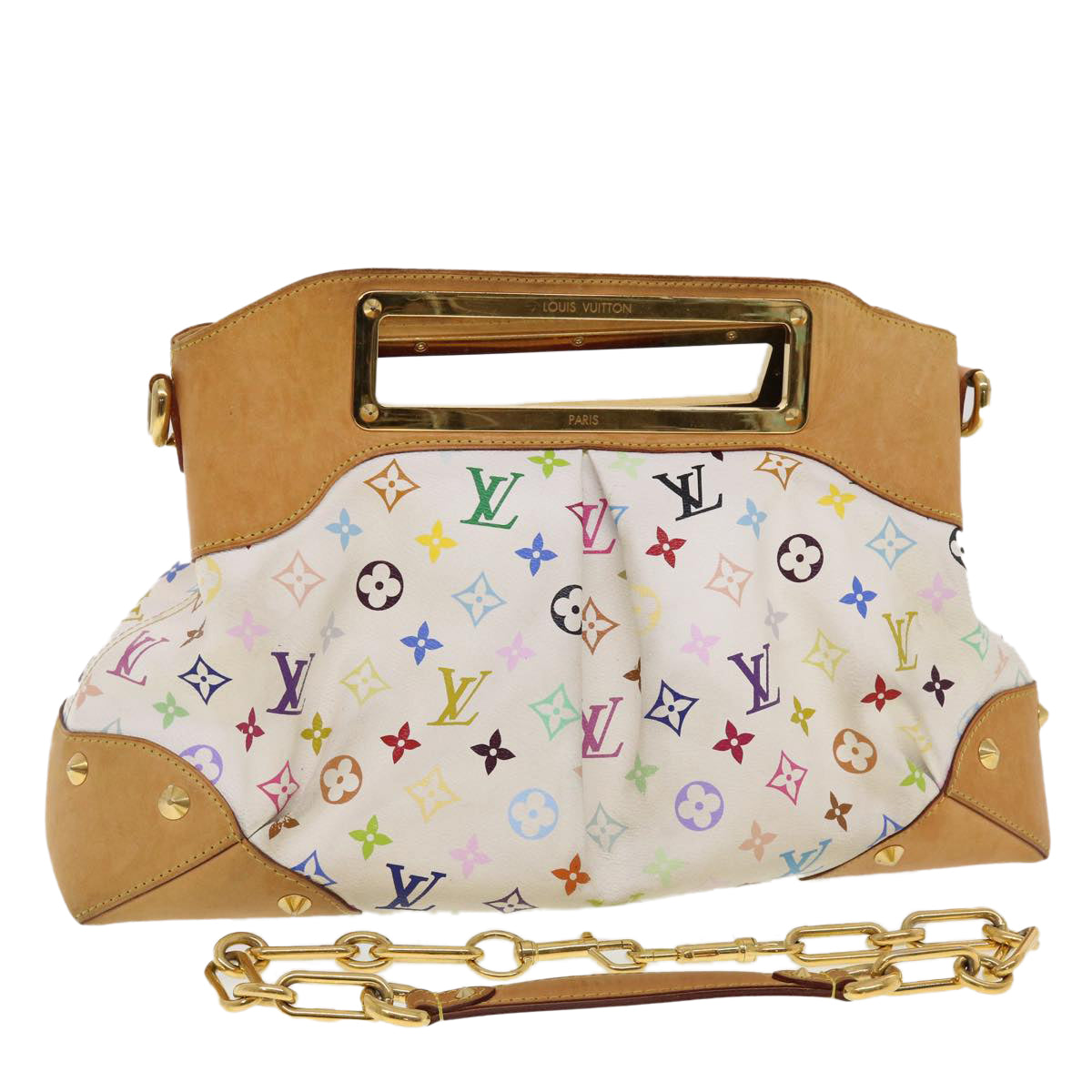 LOUIS VUITTON Monogram Multicolor Judy GM Shoulder Bag White M40253 Auth 43449