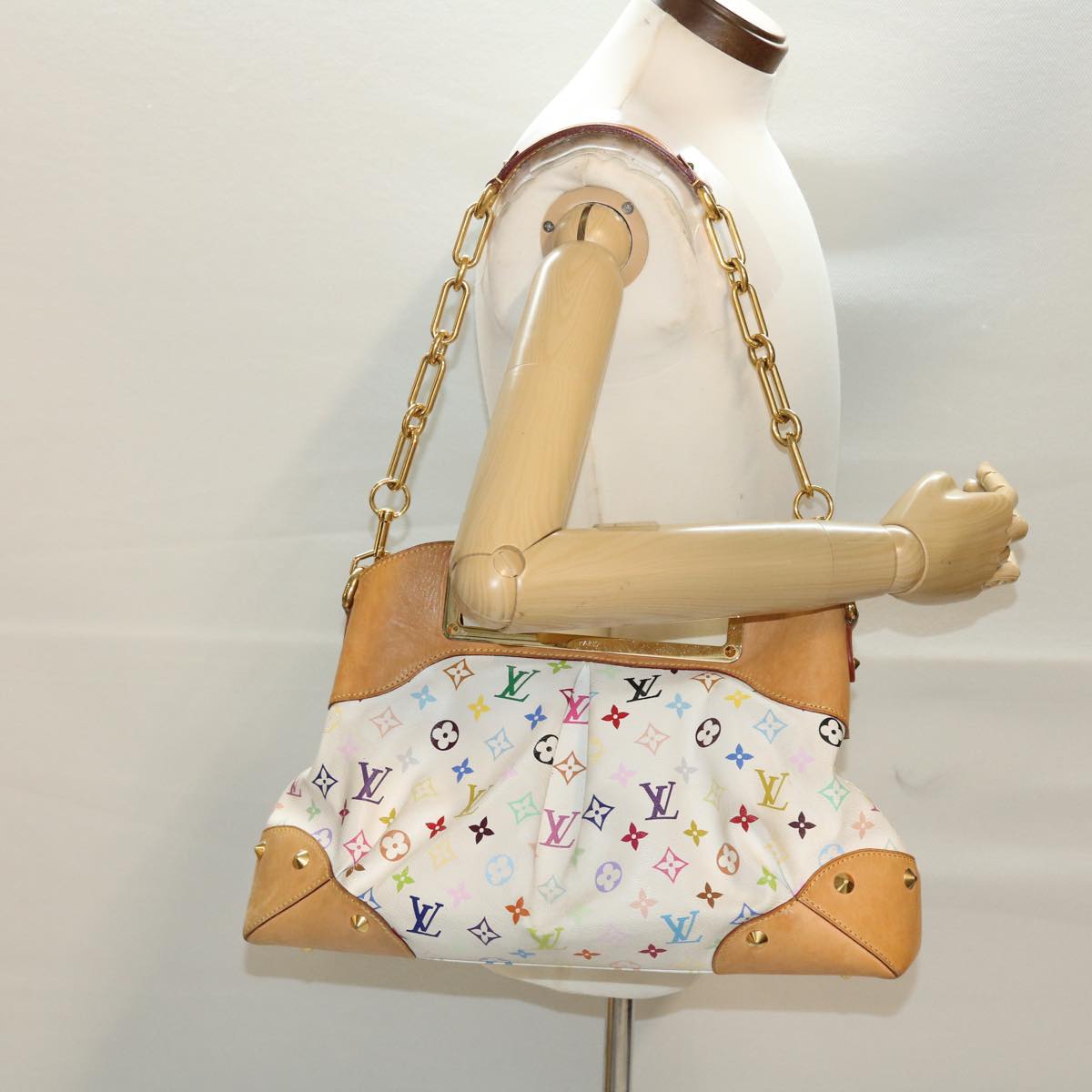 LOUIS VUITTON Monogram Multicolor Judy GM Shoulder Bag White M40253 Auth 43449