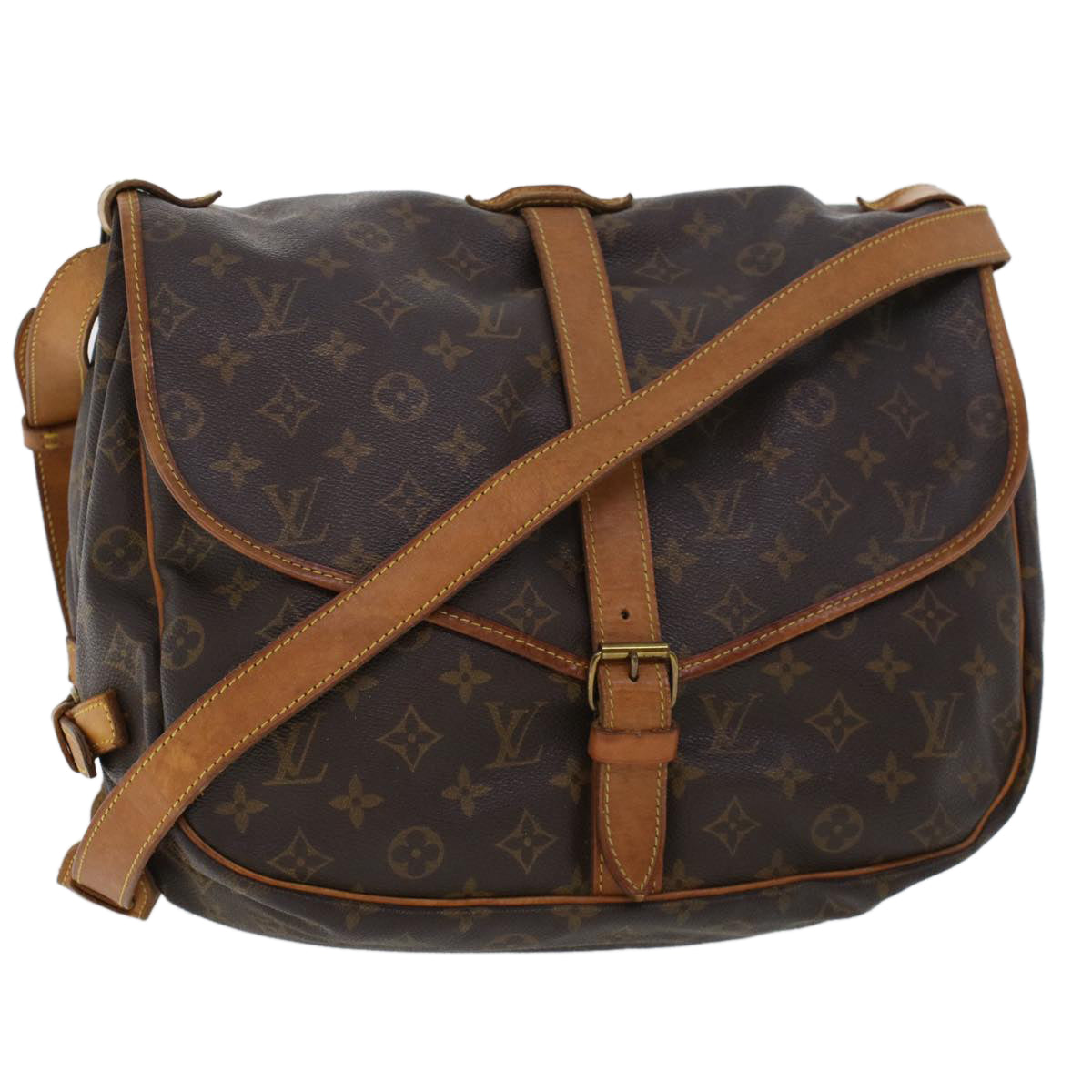 LOUIS VUITTON Monogram Saumur 35 Shoulder Bag M42254 LV Auth 43461