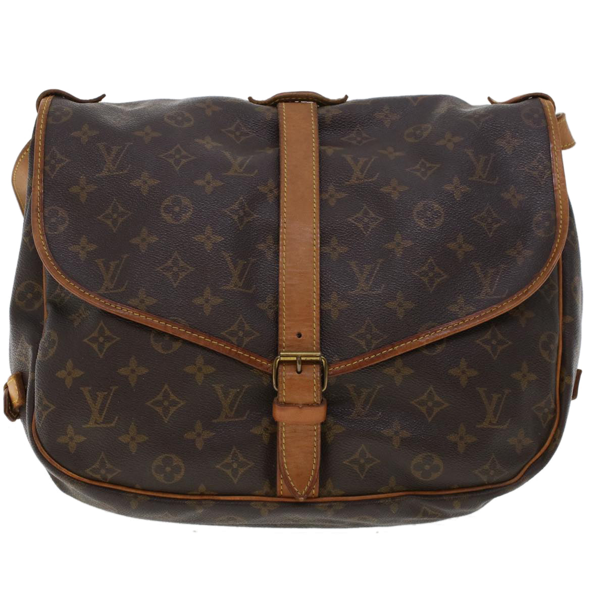 LOUIS VUITTON Monogram Saumur 35 Shoulder Bag M42254 LV Auth 43461