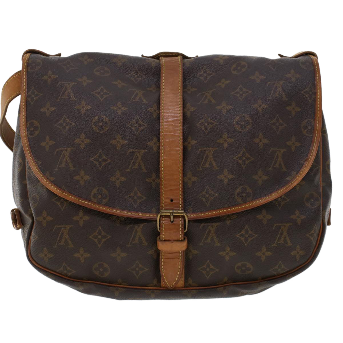 LOUIS VUITTON Monogram Saumur 35 Shoulder Bag M42254 LV Auth 43461