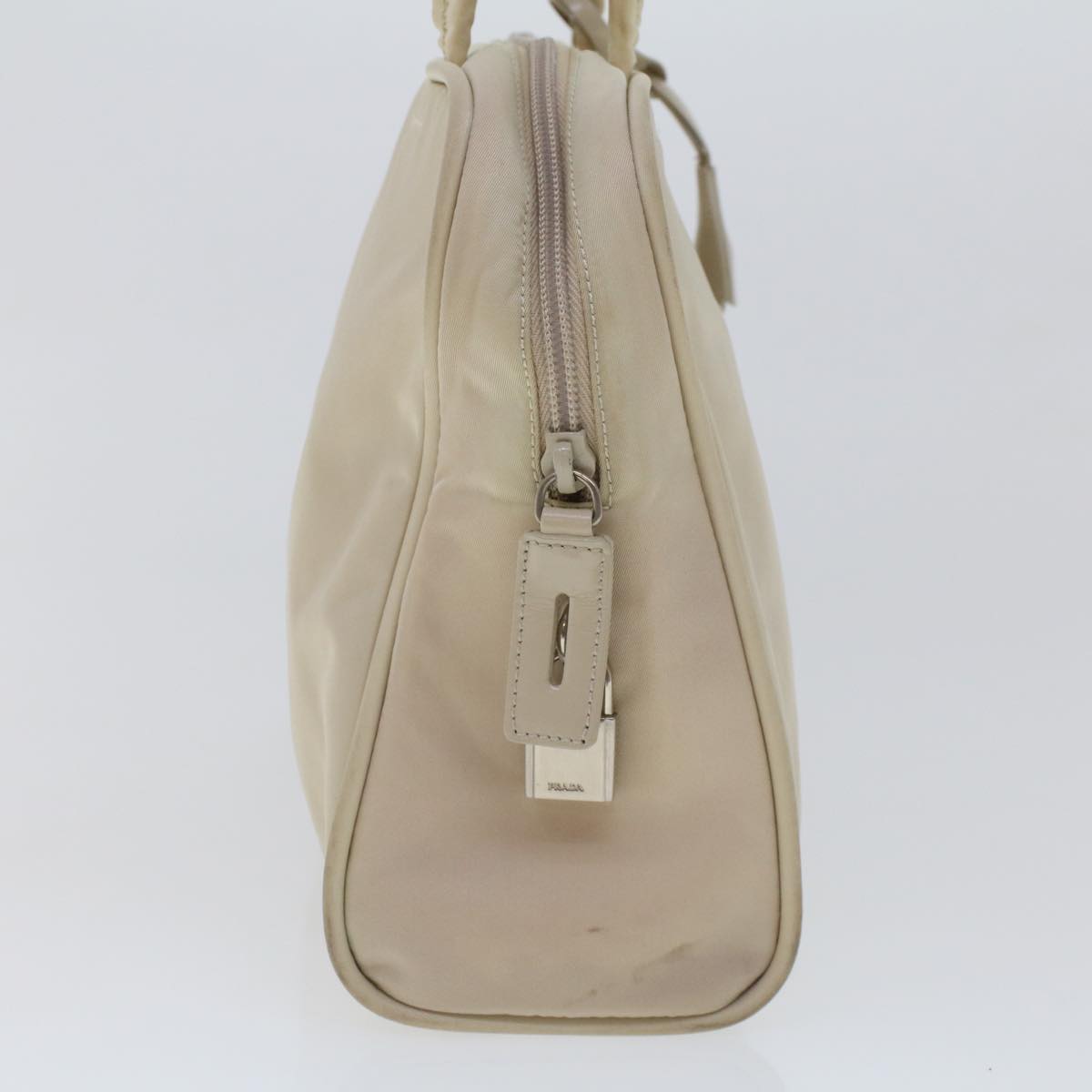 PRADA Hand Bag Nylon Beige Auth 43512