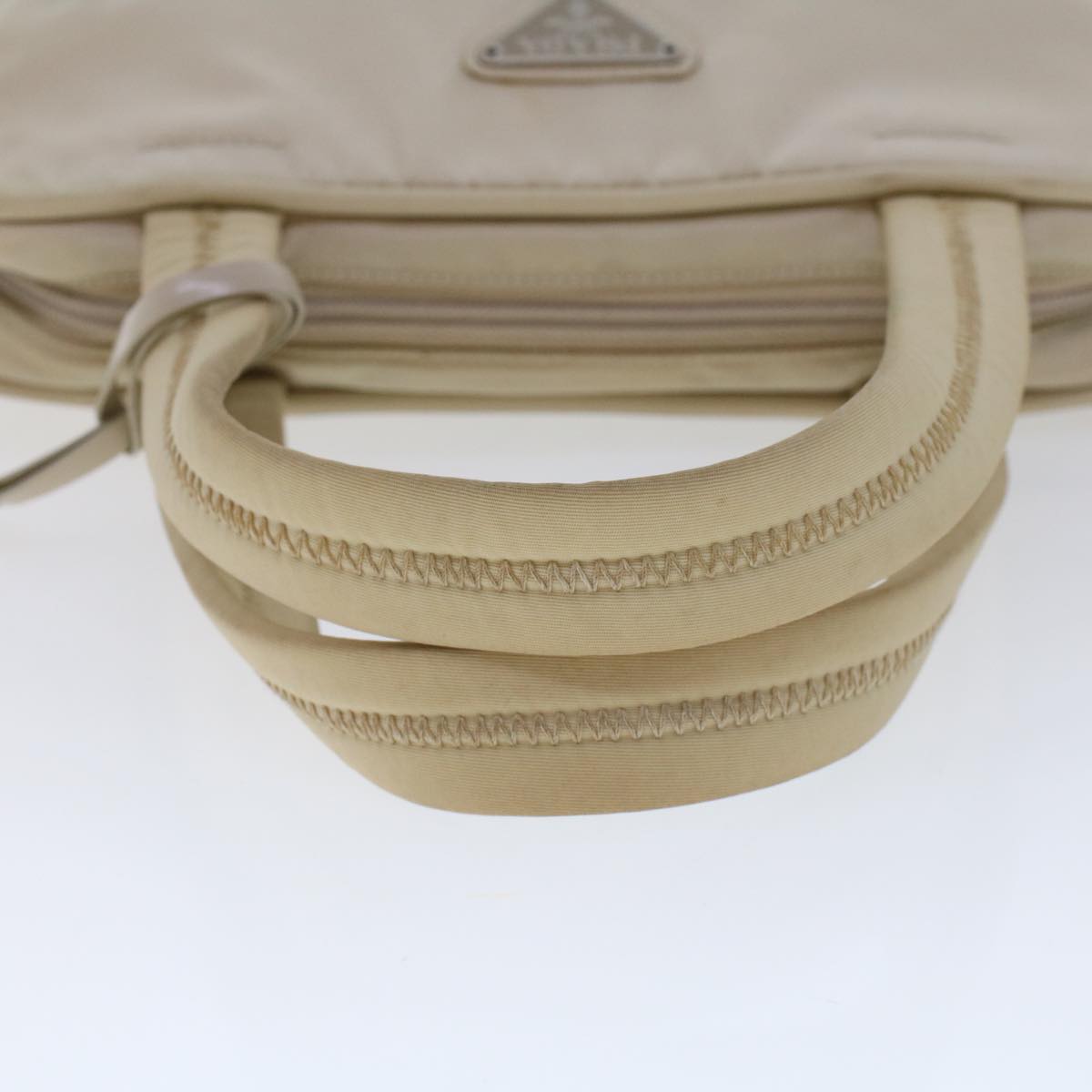 PRADA Hand Bag Nylon Beige Auth 43512