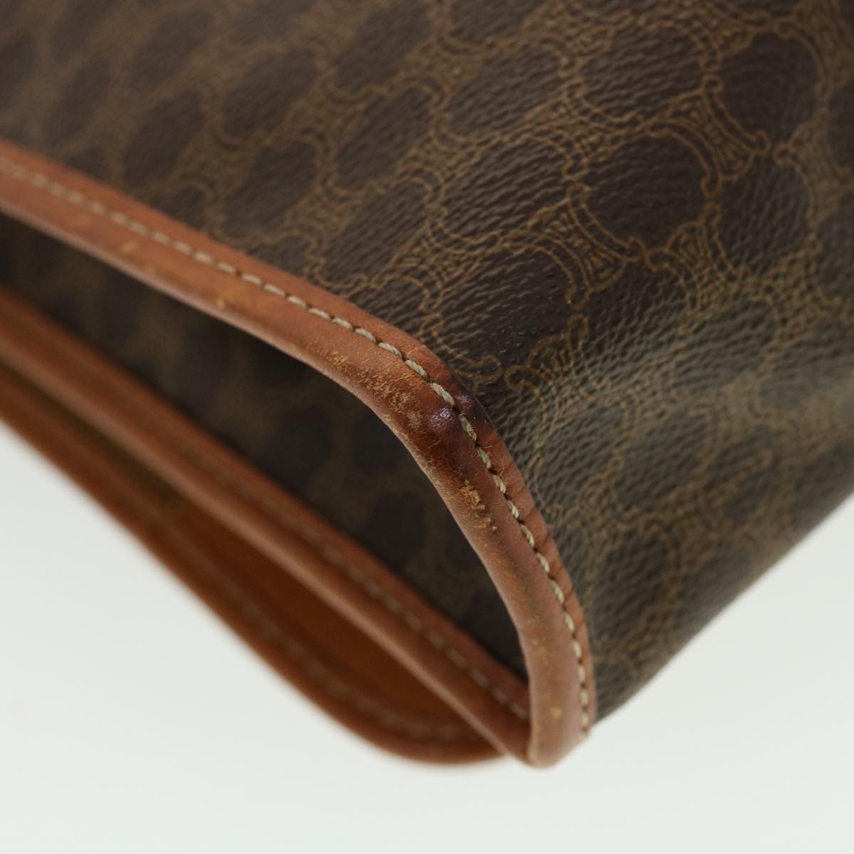 CELINE Macadam Canvas Shoulder Bag PVC Leather Brown Auth 43566