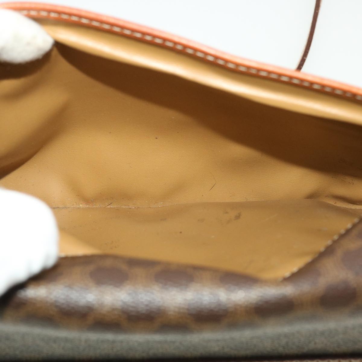 CELINE Macadam Canvas Shoulder Bag PVC Leather Brown Auth 43566