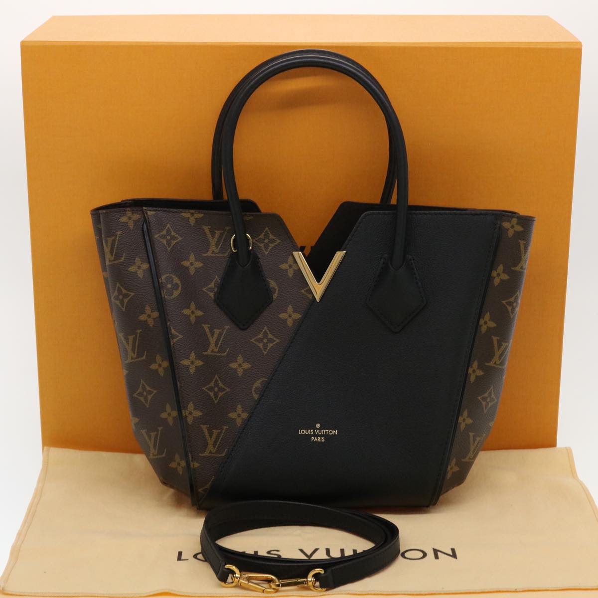 LOUIS VUITTON Monogram Kimono PM Tote Bag 2way Black M41855 LV Auth 43635A