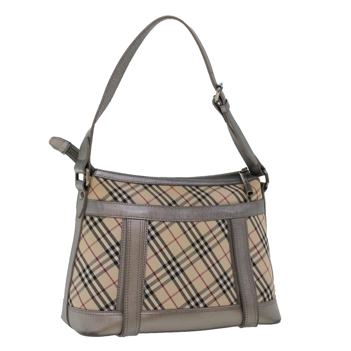 BURBERRY Nova Check Hand Bag Nylon Leather Beige Auth 43680