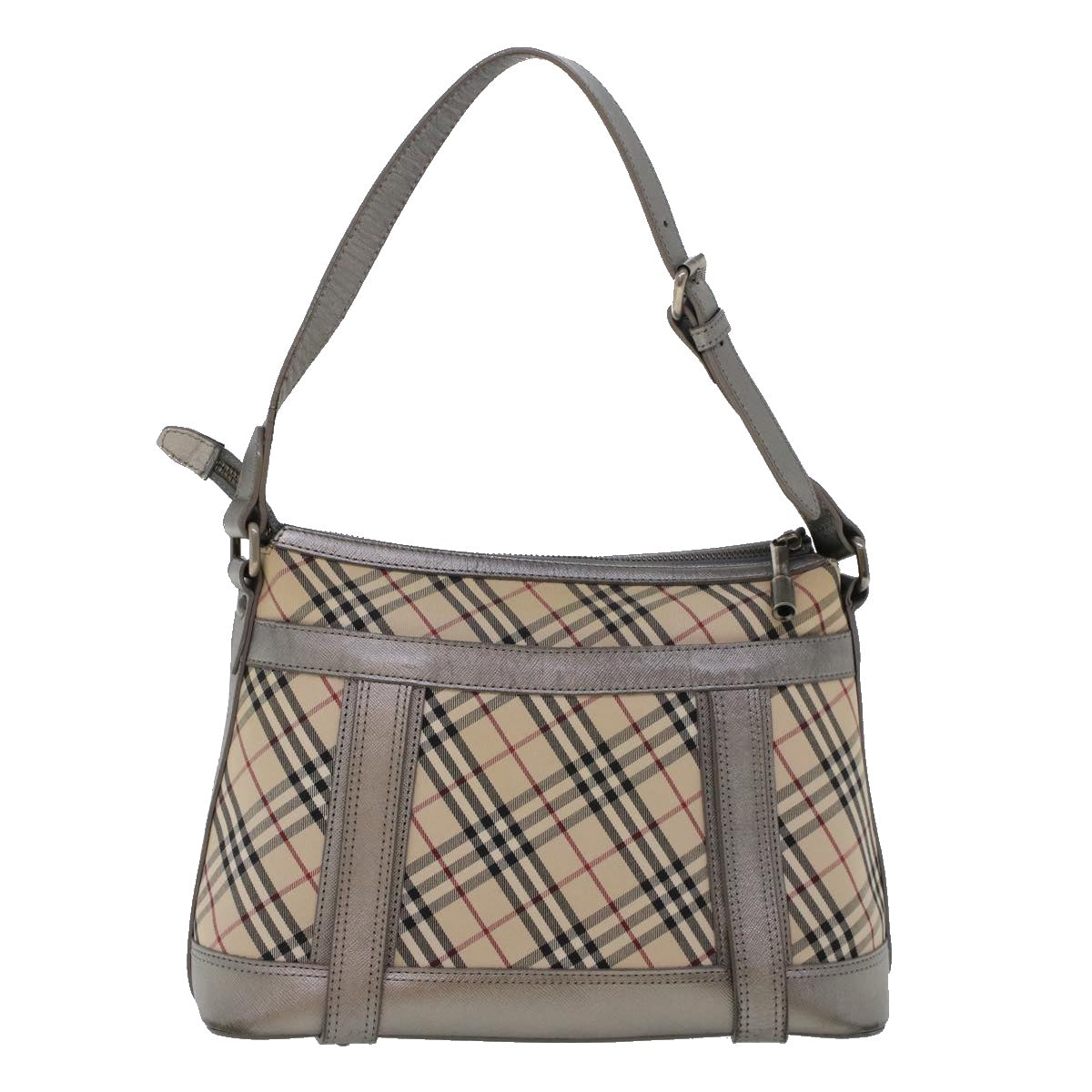 BURBERRY Nova Check Hand Bag Nylon Leather Beige Auth 43680