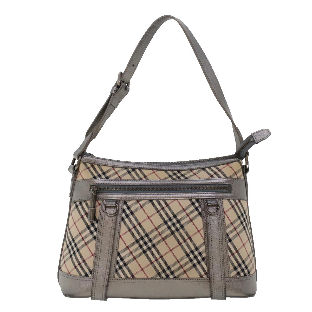 BURBERRY Nova Check Hand Bag Nylon Leather Beige Auth 43680 - 0