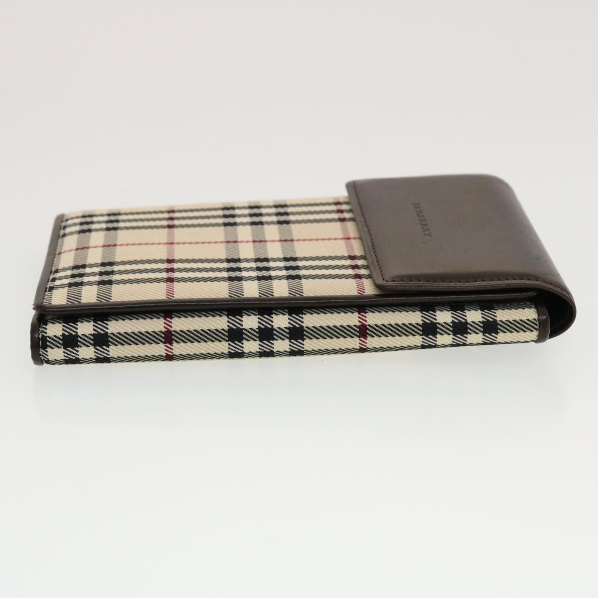 BURBERRY Nova Check Shoulder Wallet Nylon Leather Beige Auth 43682