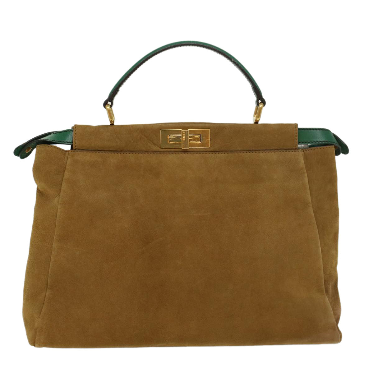 FENDI Peek A Boo Hand Bag Suede 2way Brown Auth 43698