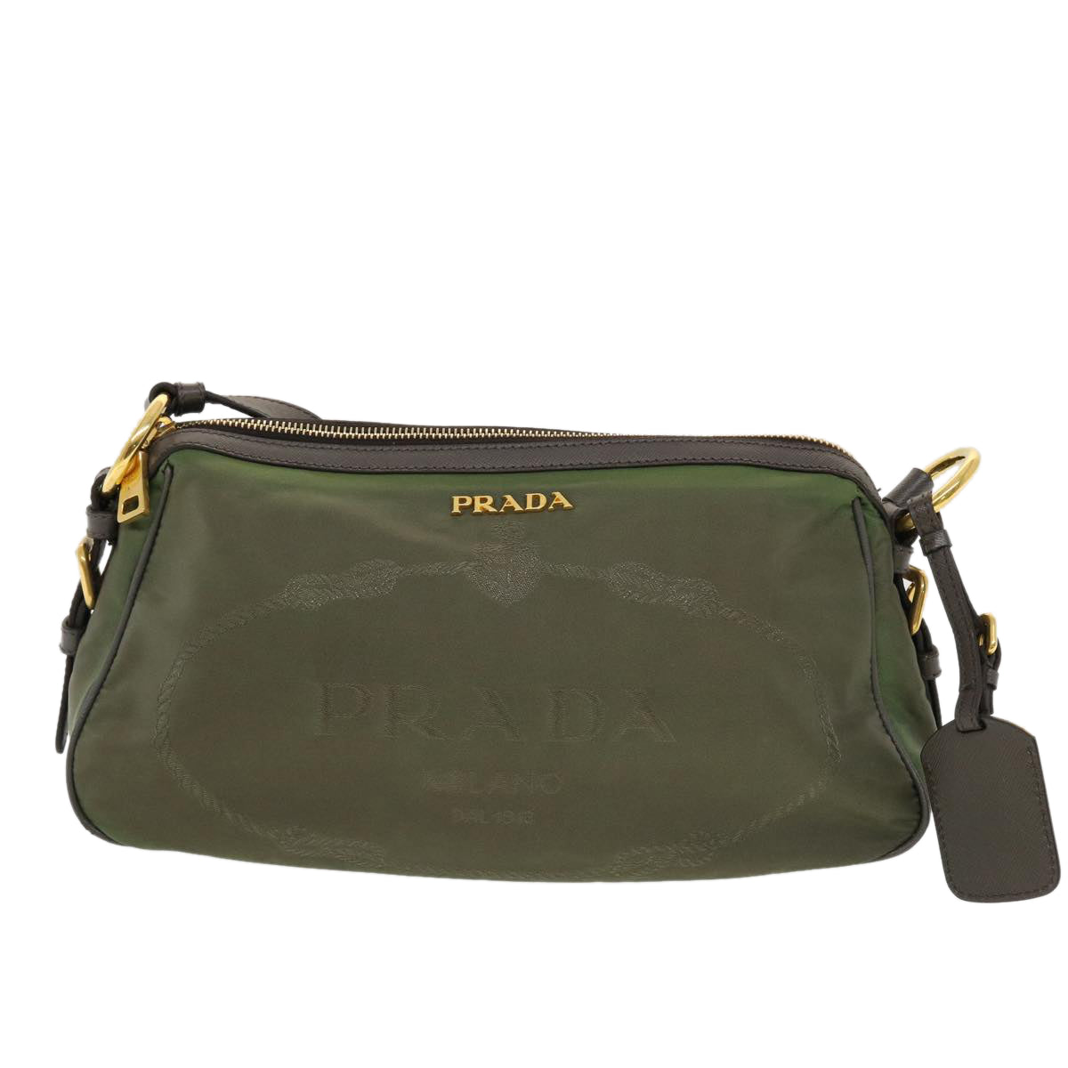 PRADA Shoulder Bag Nylon Khaki Auth 43701