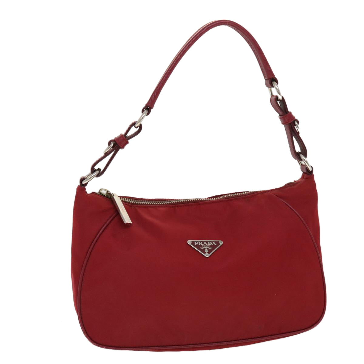 PRADA Hand Bag Nylon Red Auth 43703