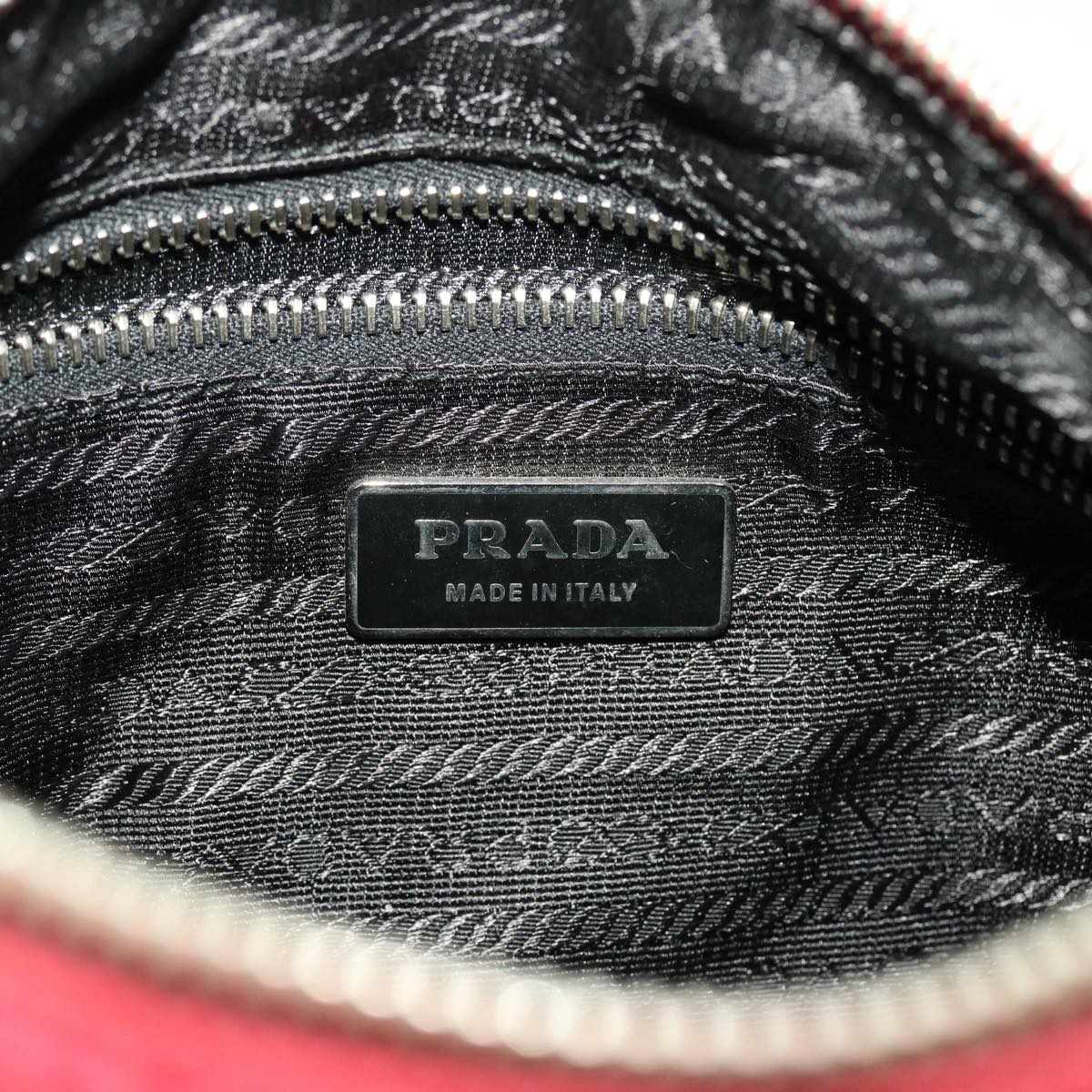 PRADA Hand Bag Nylon Red Auth 43703