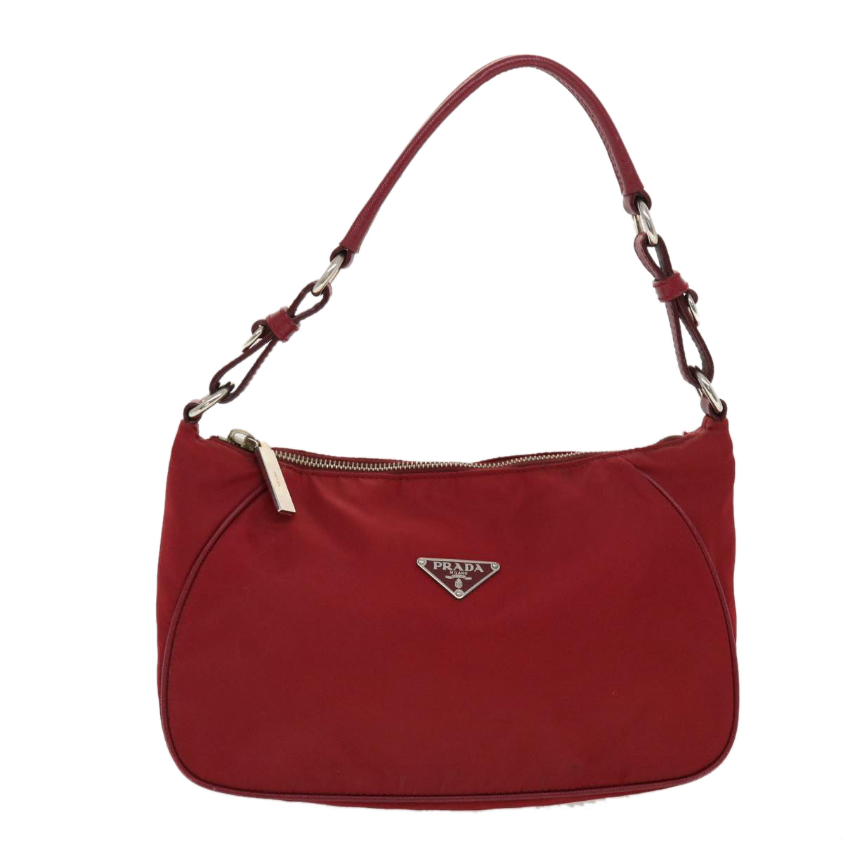 PRADA Hand Bag Nylon Red Auth 43703