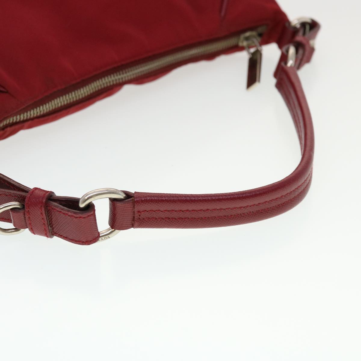 PRADA Hand Bag Nylon Red Auth 43703