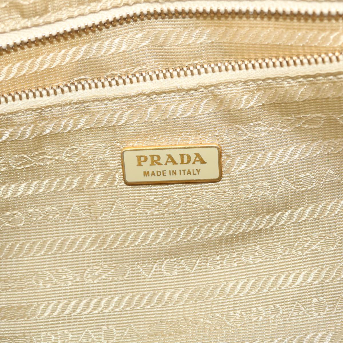 PRADA Hand Bag Leather Beige Auth 43706